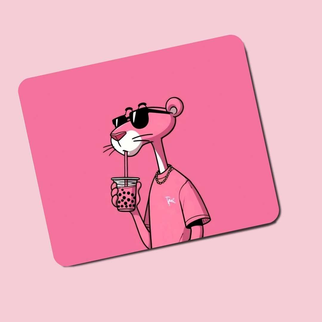 Cool Pink Cartoon Panther Mousepad