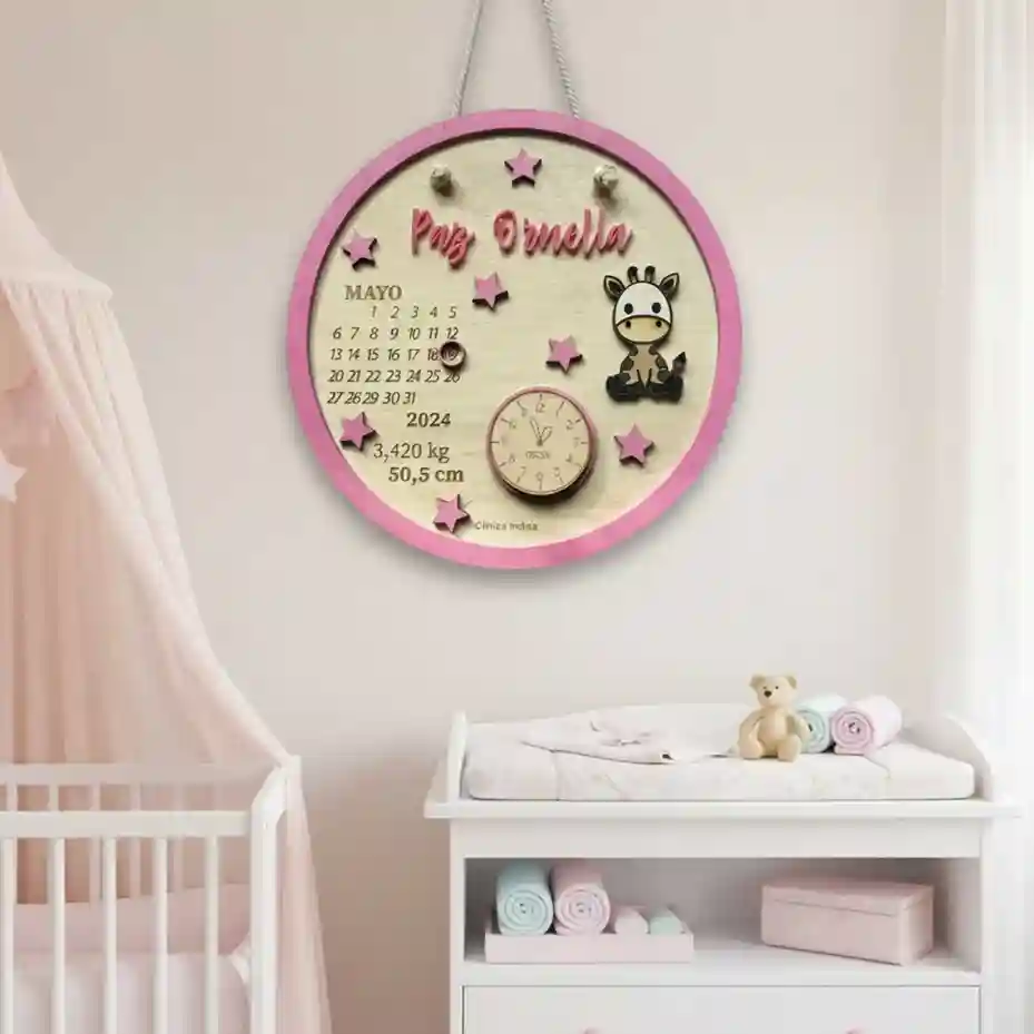 Personalized Baby Girl Giraffe Birth Detail Wooden Board – Custom Name Plaque - Image 3