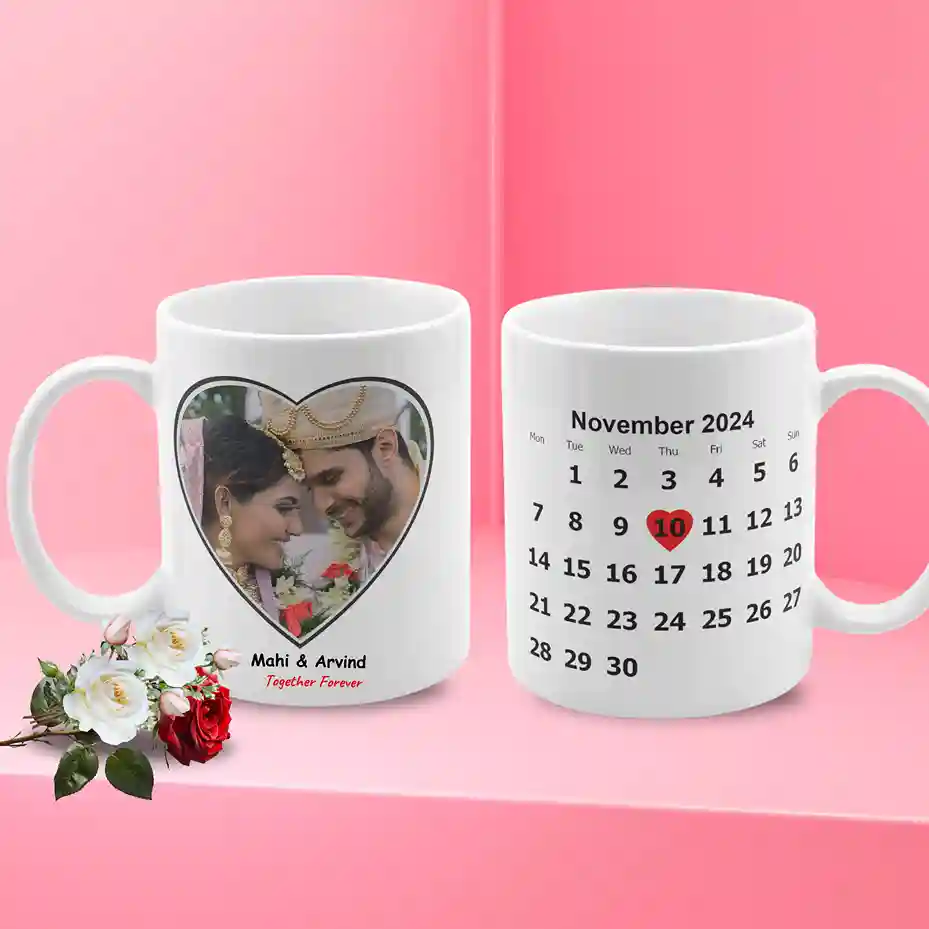 Personalized Photo Calendar Mug – Custom Date & Picture Mug