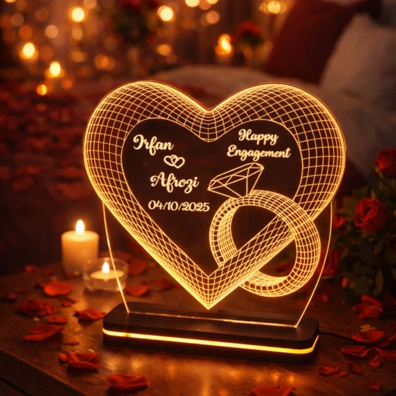 Valentine Special Personalized LED Acrylic Heart Lamp