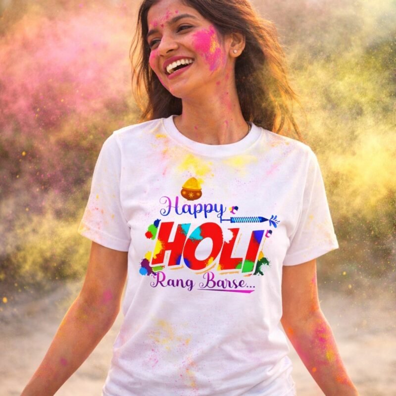 Holi Special Printed T-Shirt | Trendy Holi Design