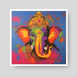 Vibrant multicolor Lord Ganesha framed wall art for home décor