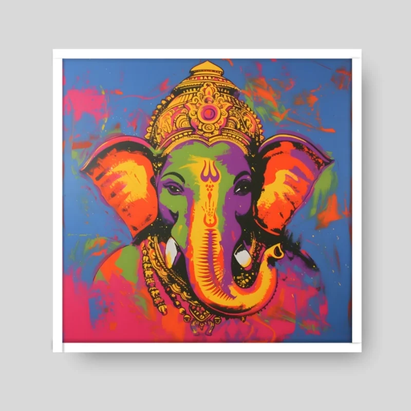 Vibrant multicolor Lord Ganesha framed wall art for home décor