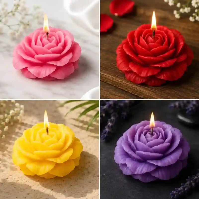 Premium Rose Scented Candles for Home Decor | Pack of 4